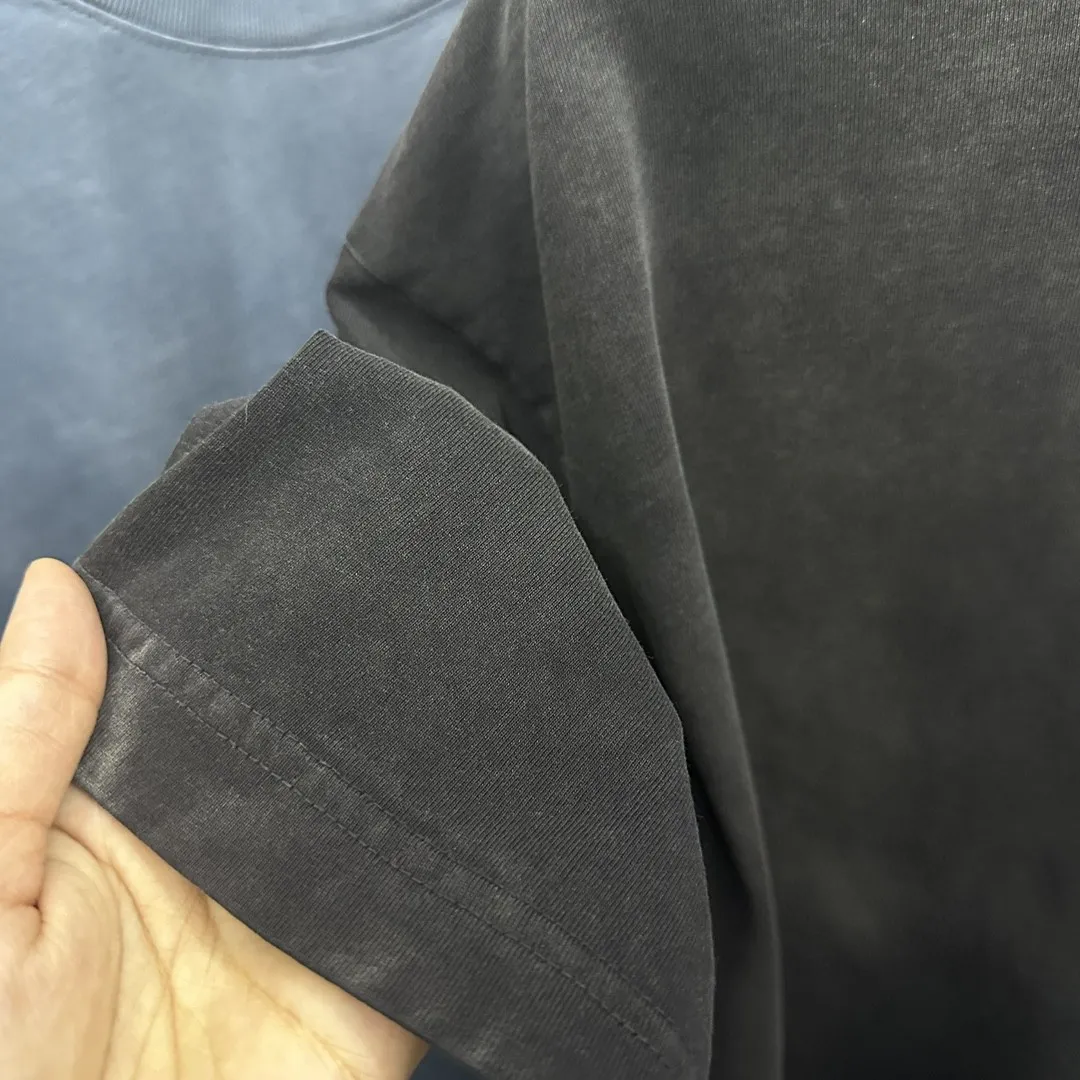 🅿️200 CH Croix Heart 2025 Summer New Style Heavy Acid Washing Gradient Distressing Chest Logo Classic Embroidery Customized Fabric Short Sleeve T-shirt Unisex Size: S M L XL XXL Five Codes (European Code) Color: Gradient Black Gradient Pink Gradient Blue